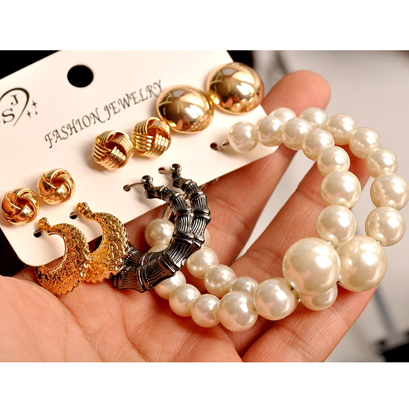 Женские вечерние серьги с жемчугом 6 пар/компл.. | Украшения и аксессуары