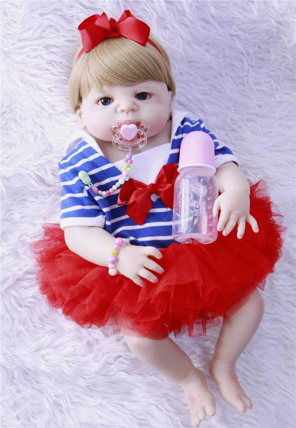 55 см Полный Силиконовые винил возрождается кукла принцесса Реалистичная