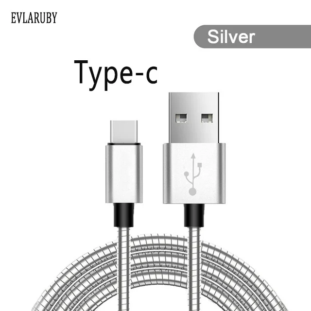 EVLARUBY usb type-C кабель для мобильного телефона USB C кабель для быстрой зарядки type-C кабель для устройств usb type-C - Цвет: Серебристый