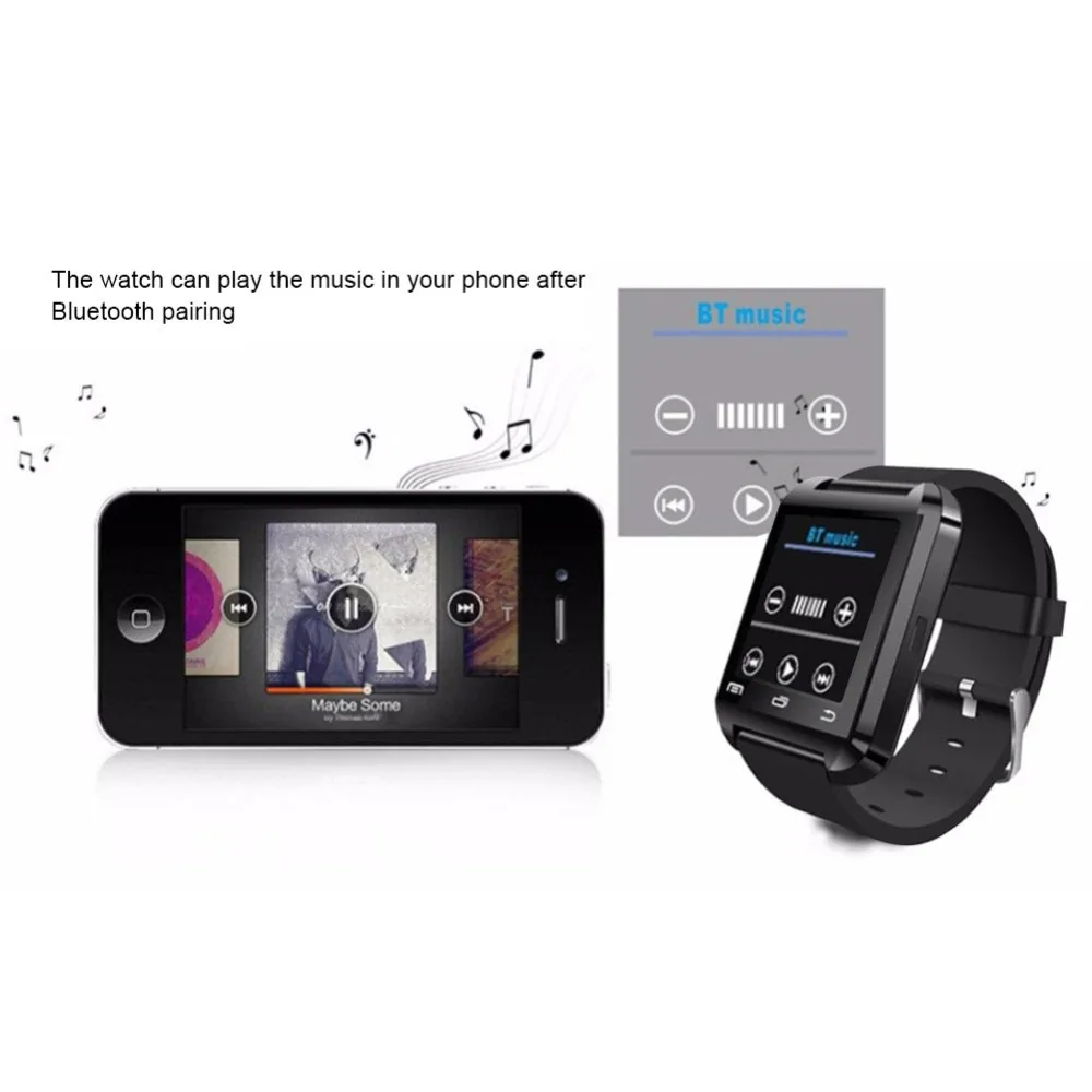 Смарт часы с Bluetooth U8 наручные цифровые спортивные для IOS Android samsung телефон носимая