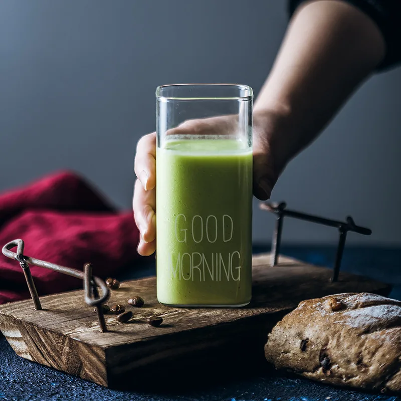 Однослойная квадратная кружка для молока и завтрака goodmornng 400 мл креативная