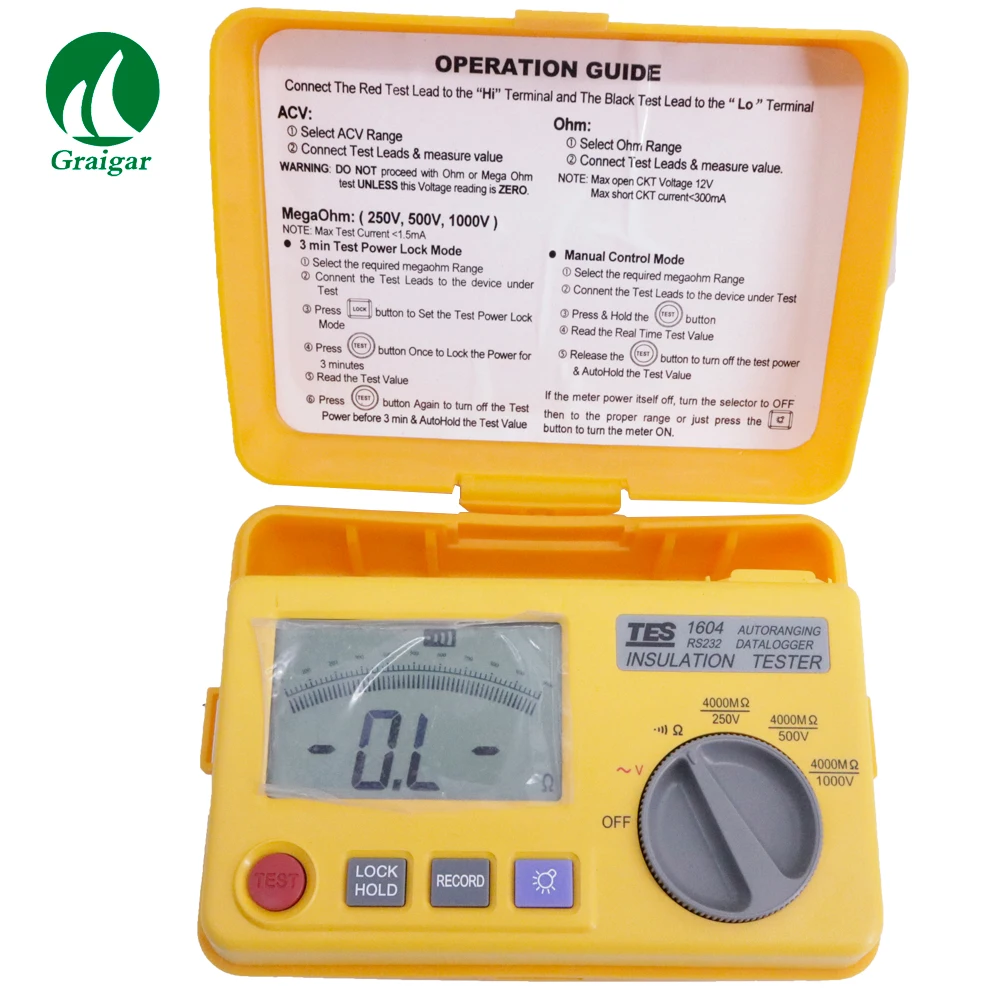 TES-1604 Auto Ranging Datalogging Insulation Tester with LCD Backlight Display | Инструменты