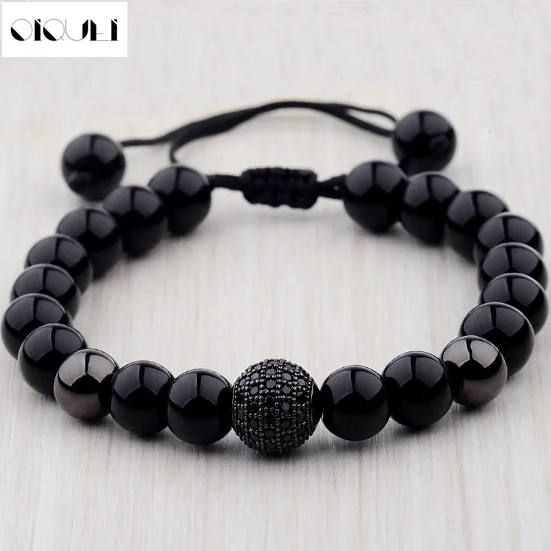 

2023 New Adjustable Bracelet Men 10mm Micro Pave Natural Stone Beads Charm Bangles Trend Strand Bracelets Jewelry Gift