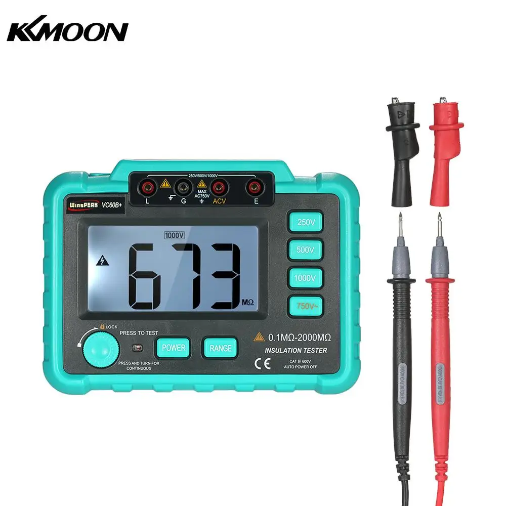 WinsPEAK VC60B + ЖК цифровой тестер сопротивления изоляции Megohm Megohmmeter DC250V/500 V/1000 V