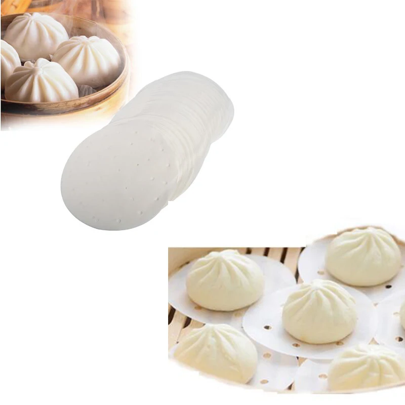 50 шт., бамбуковая корзина, пароварка, бумага для кухни, для приготовления пищи, Бамбуковая Пароварка, Dim Sum бумага, под паровой коврик, круглая антипригарная пароварка, бумага