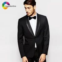 2019 slim fit black wide shawl lapel men suits for wedding costume groom prom formal custom tuxedo best man blazer jacketpants