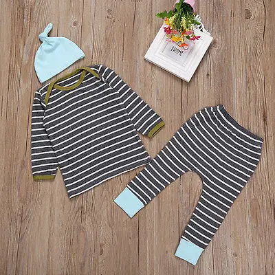 Модная одежда в полоску для малышей футболка маленьких девочек осенние серые