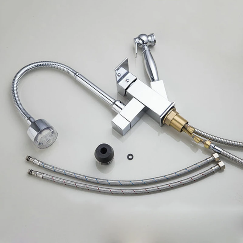 

YANKSMART LED Kitchen Sink Faucet Two Function All Around Rotate Swivel LED Water Outlet Tap Faucet Kitchen Mixers 92347A