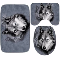 wolf bathroom set toilet seat cover wc seat cover bath mat holder closestool lid cover christmas home decor 3pcsset small big