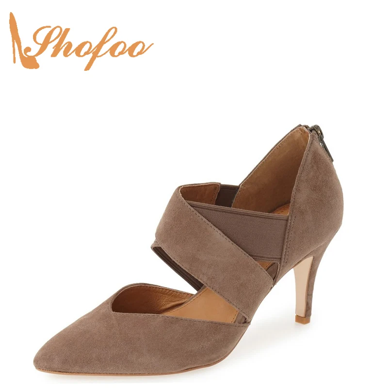 

Shofoo Women High Heels Pumps Woman Dress&Party&Evening Elastic Cord Shoes,Zapatos Mujer Tacon Sapato Large Size4-16