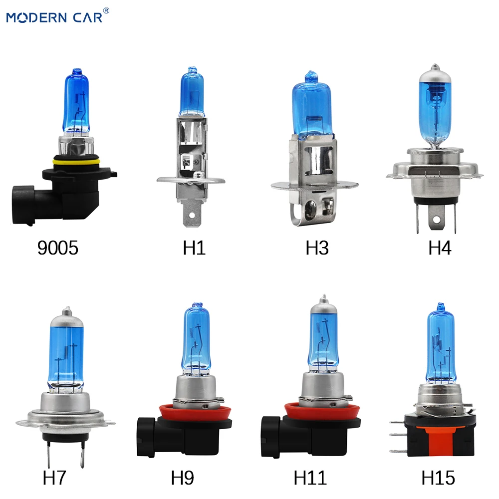 Современный автомобиль, 2 шт., H1, H3, H4, H7, H9, H11, H15, 9005, 9006, теплый белый галогенный ксеноновый противотуманный светильник, лампа для авто, 55 Вт, 12 В, внешнее освещение