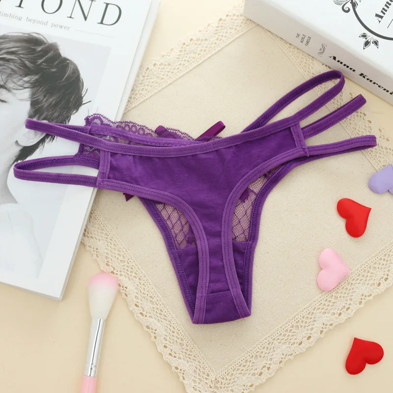 Сексуальные кружевные трусики женское нижнее белье стринги хлопковые бесшовные