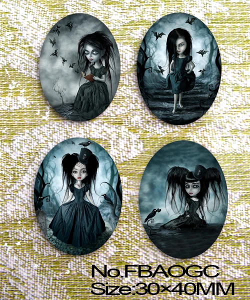 4 шт. огромный темно летучая мышь для девочек Овальный Стекло 40x30 мм кабошон FBAOGC |