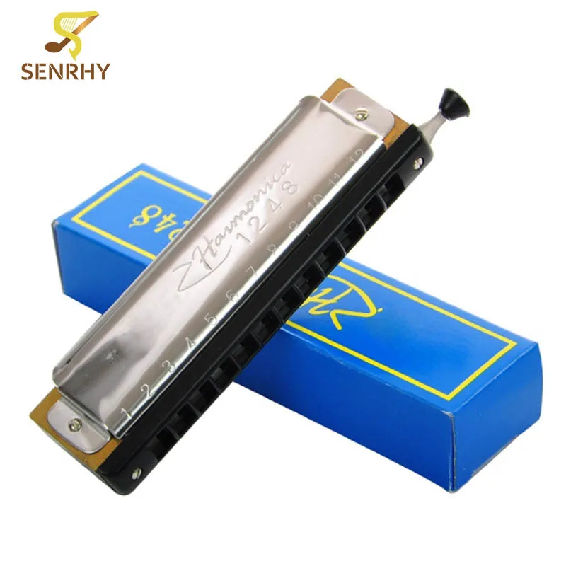 SENRHY Новое поступление 12 отверстий 48 тонов Хроматическая Губная гармошка с ключом