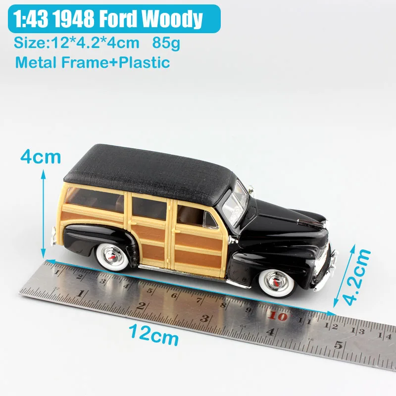 Детские 1/43 весы дорожные подписи 1948 Ford Woody woodie литые под давлением автомобили Реплика винтажная автостанция вагон игрушечные модели автомобилей - Цвет: 1948Woody Black