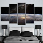 Постеры с рамкой для украшения дома, Модульная картина для гостиной, 5 панелей, Вселенная, планета, настенное искусство, Современная Картина на холсте с HD принтом