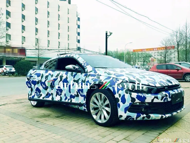 Камуфляж граффити автомобиля украшения клей стикер пузырь бесплатно синий