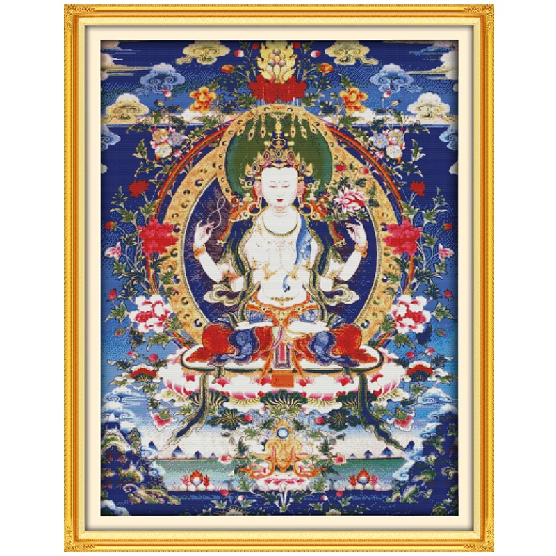 Набор для вышивки крестиком Guanyin с четырьмя узорами китайские наборы