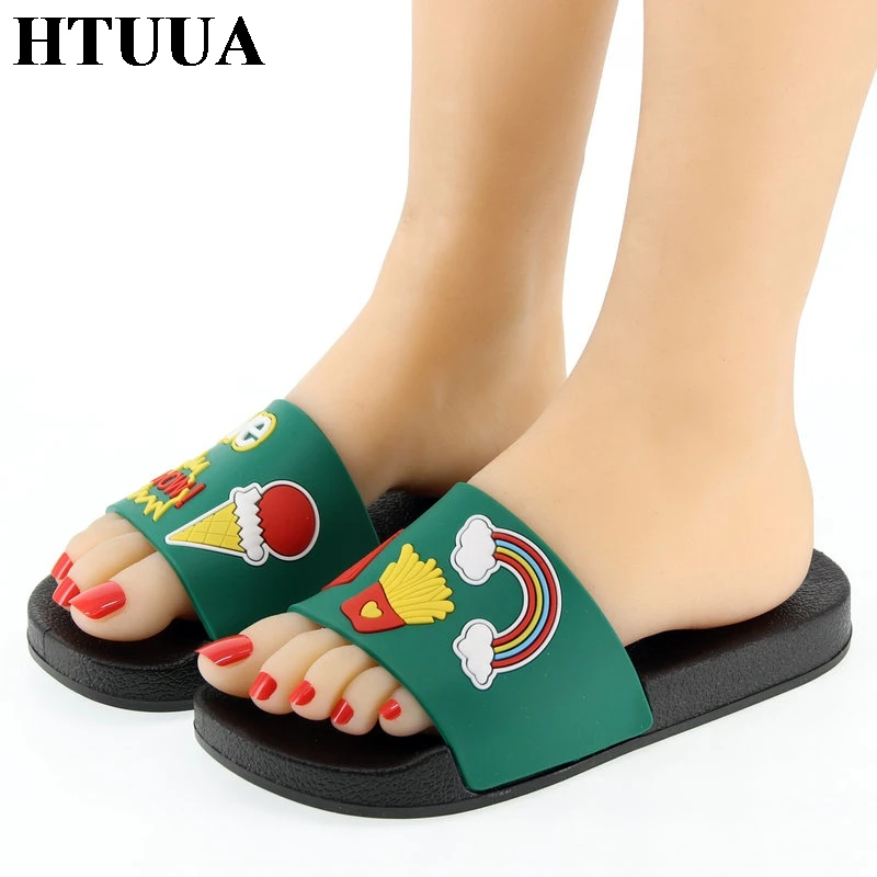 HTUUA/женские тапочки Корейские шлепанцы на плоской подошве с мороженым