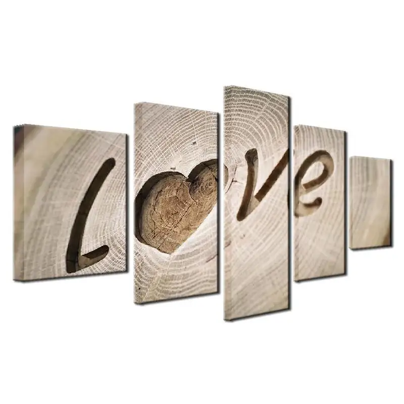 5 шт. настенные картины на холсте с надписью LOVE is cut out on The tree|Рисование и