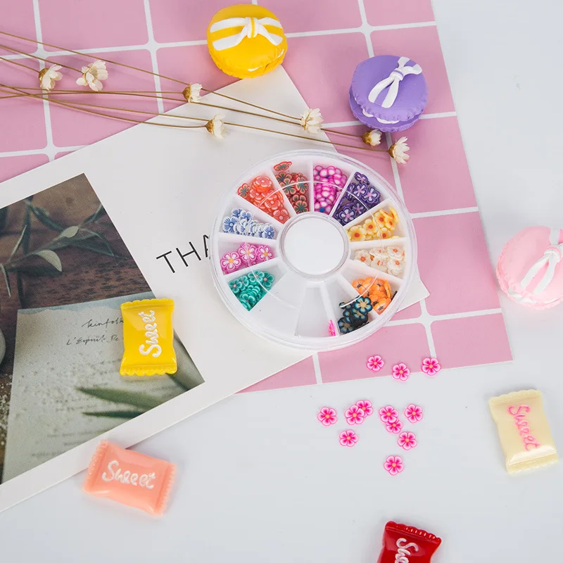 Набор наполнителя для 12 типов/круглая коробка животных слайм ногтей