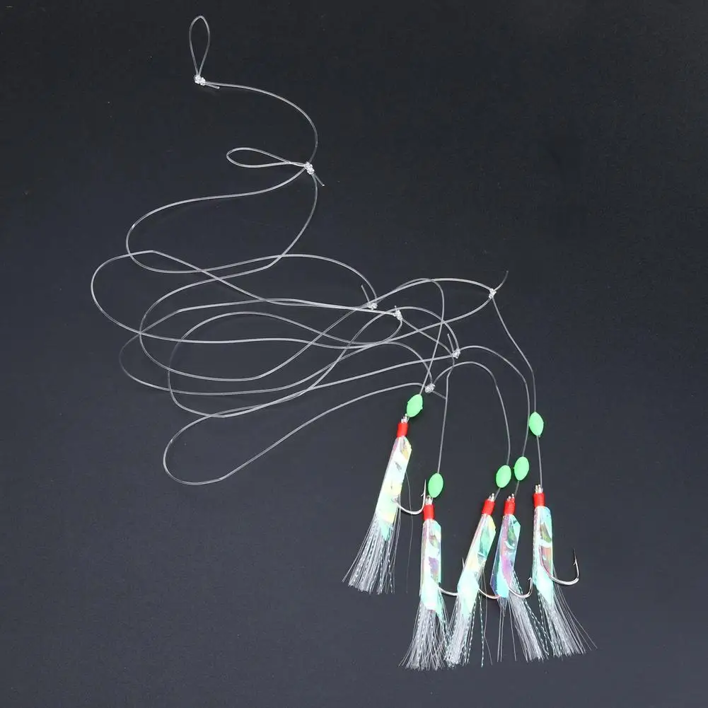 

5 PCS Mackerel Barbed Hook Bass Cod Lures Sea Fishing Rigs Tackle Boat Fishing Hook