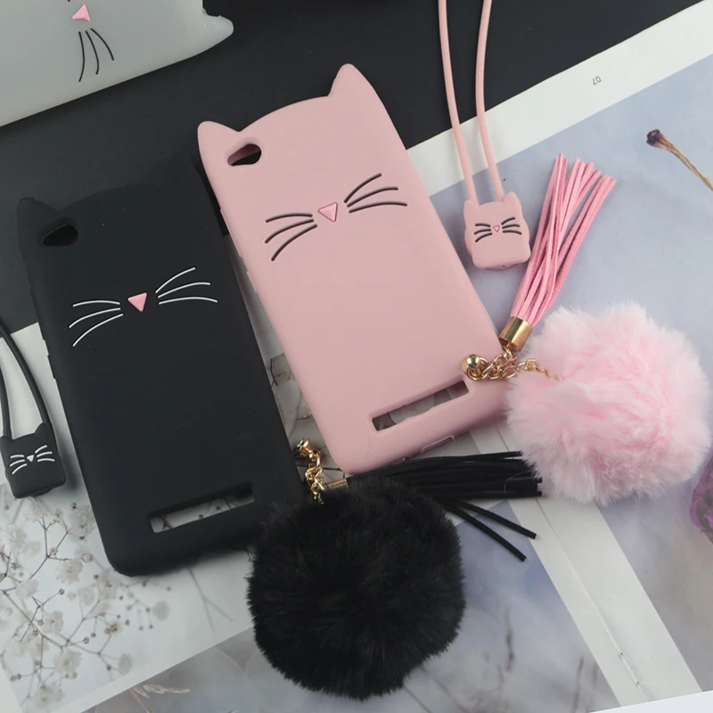 Милый 3D мультяшный силиконовый чехол для Xiaomi Redmi 5A чехол s Япония блестящая борода кошка кошечка с милыми ушками чехол для телефона