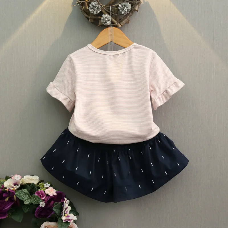 Новинка лета 2018 куртка с надписью для маленьких девочек хлопковый комплект