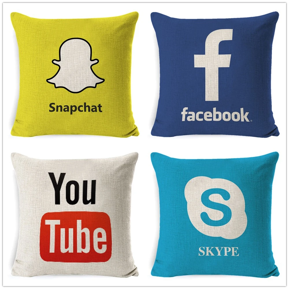 Fokusent Facebook Wechat Skype Viber диванная Подушка Чехол для танго Youtube Snapchat Instagram