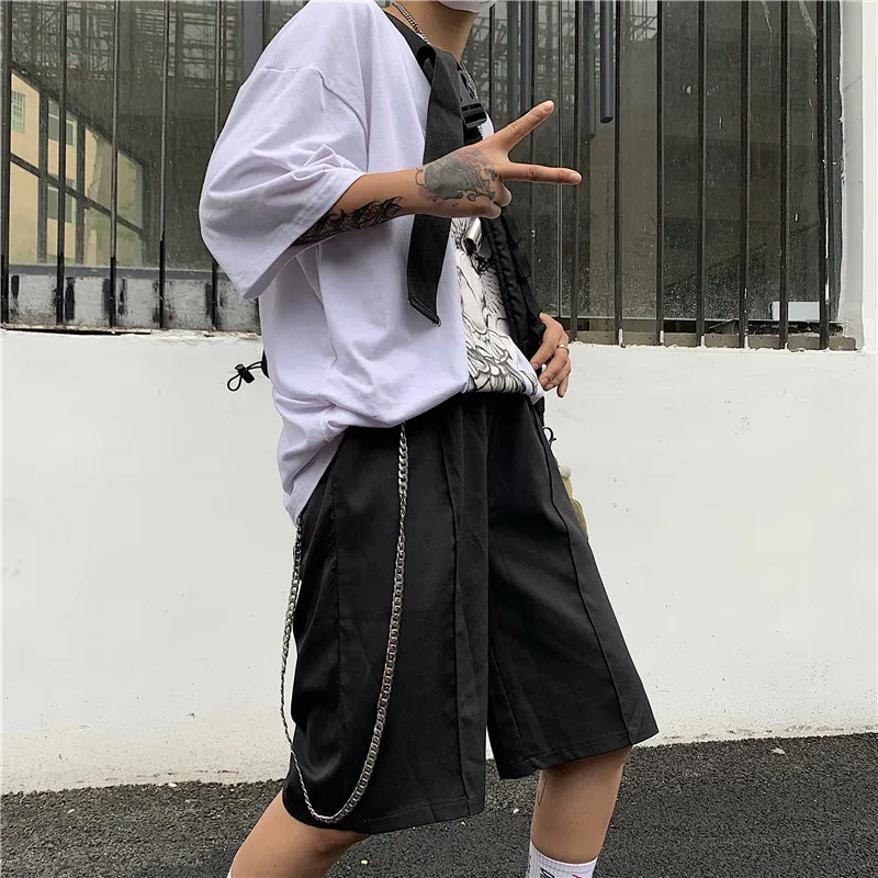Пара летняя Корейская версия Ins Harajuku ретро Складки шорты Свободные Пять Универсальный праздничные "плюс сайз" Для женщин однотонные шорты