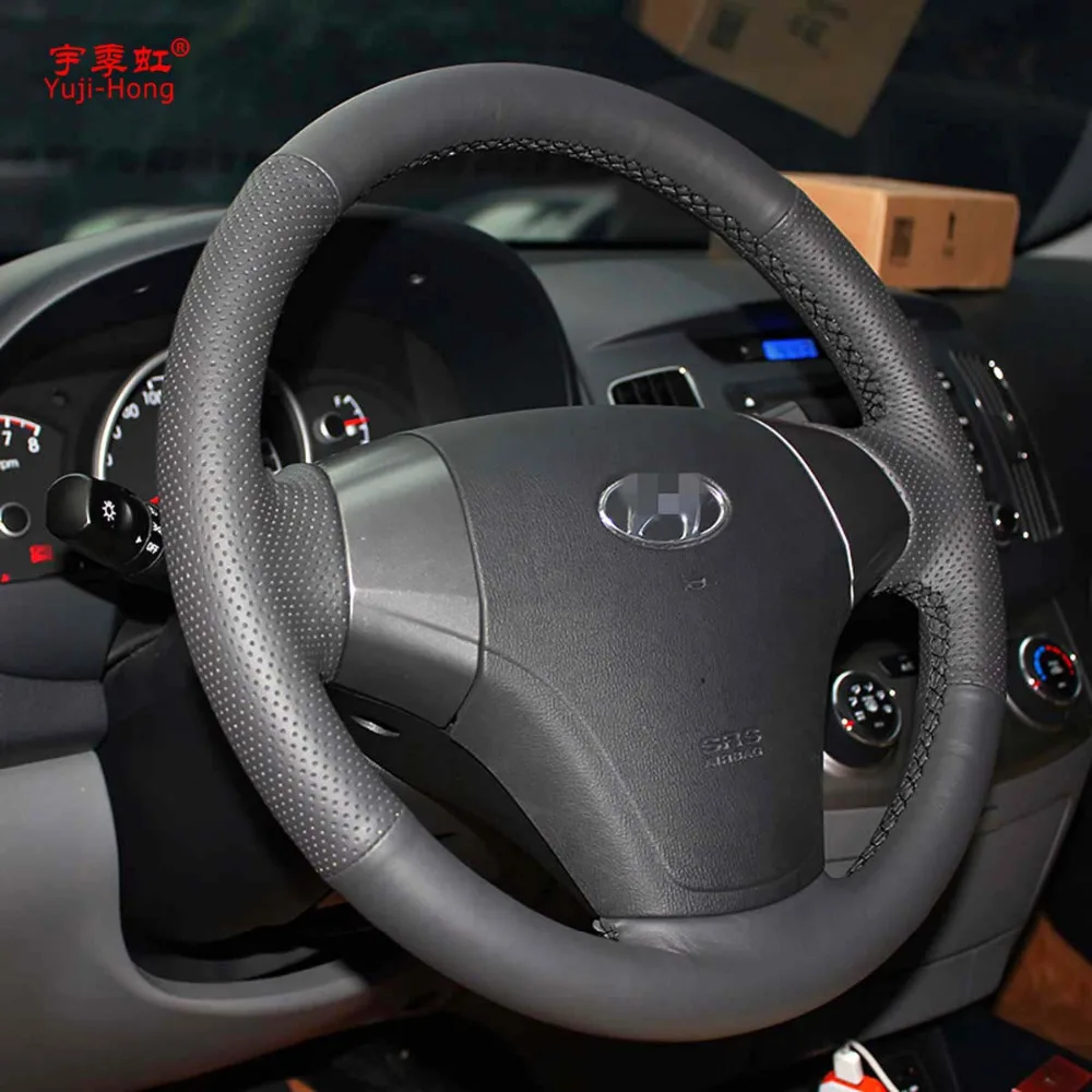 Yuji-Hong искусственная кожа Чехлы рулевого колеса автомобиля чехол для hyundai Elantra 4 2006-2011 сшитый вручную чехол