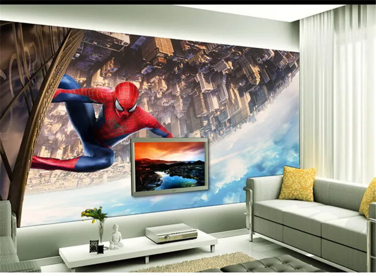 Большой Spideman мультфильм фрески 3d настенные обои для детской комнаты детская