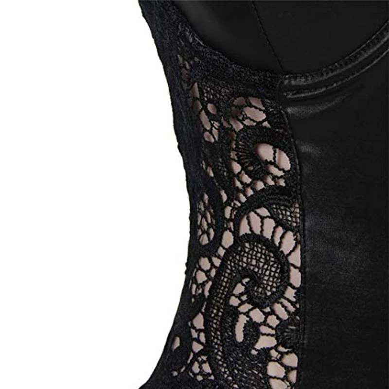 Women Plus Size Lace Teddies Lingerie Faux Leather Body Shape Corset Garter Leotard Nightwear Clothing Waist Cincher | Женская одежда