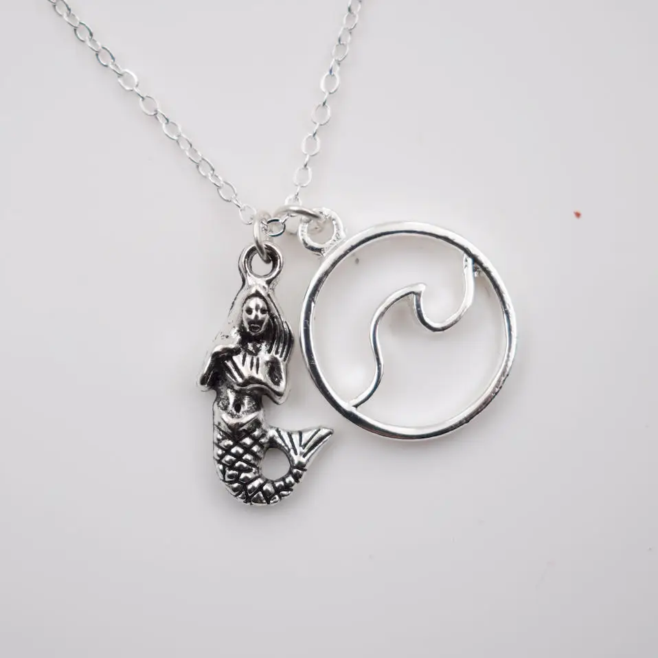 SanLan 20 шт оптом Модное ожерелье с русалкой пляжные Ювелирные изделия Подарки для