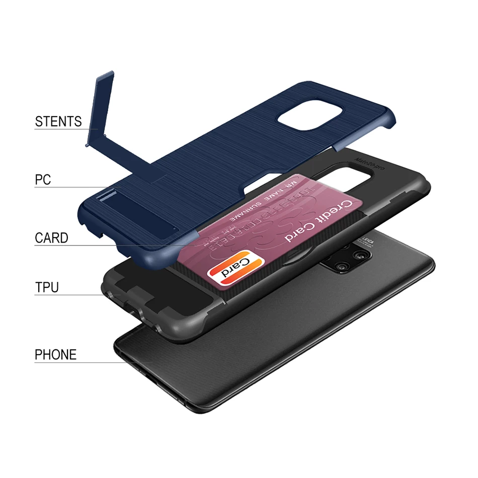 Ultra-thin Phone Cases For iPhone X XR XS Max 7 8 6 6s Plus PC + TPU case Huawei Mate 10 20 P30 Lite Kickstand Back Cover |