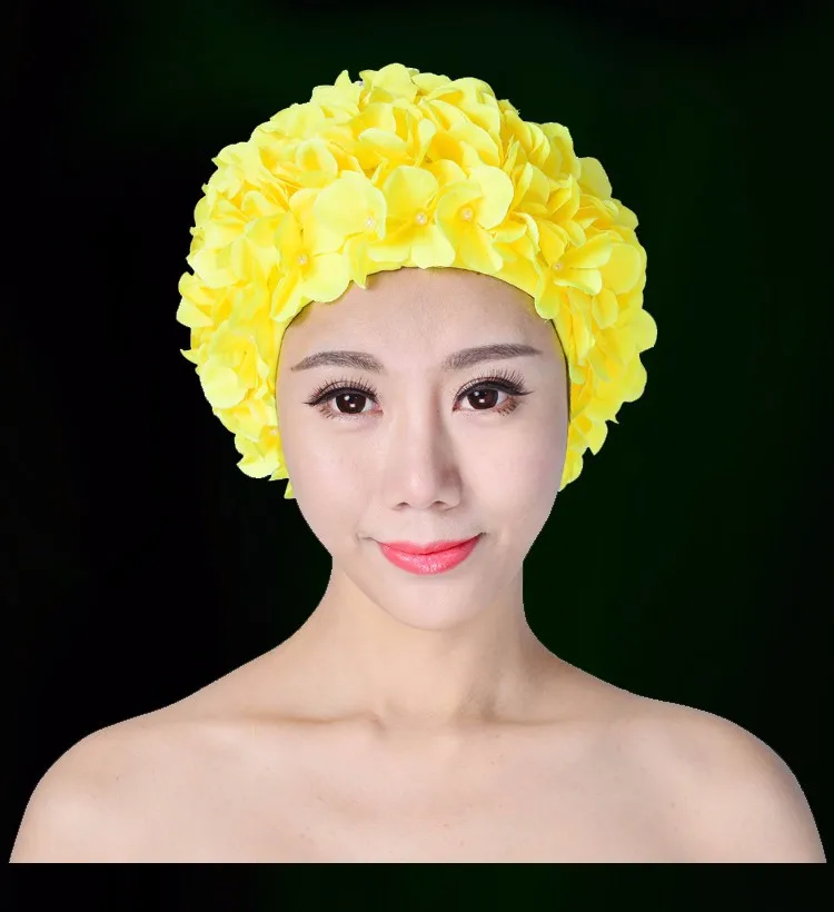 Женская водонепроницаемая шапочка для плавания с объемными лепестками большая и