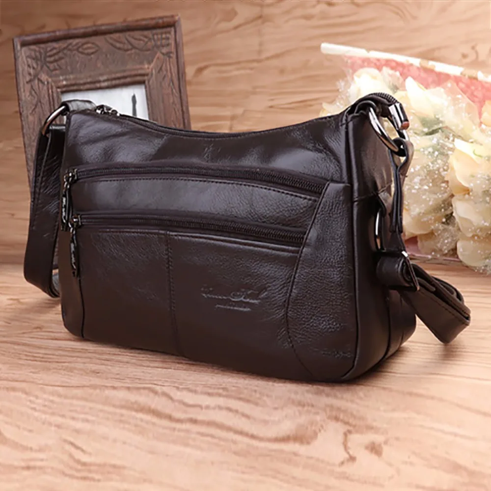 Сумка хобо женская из натуральной воловьей кожи Модный повседневный кросс боди