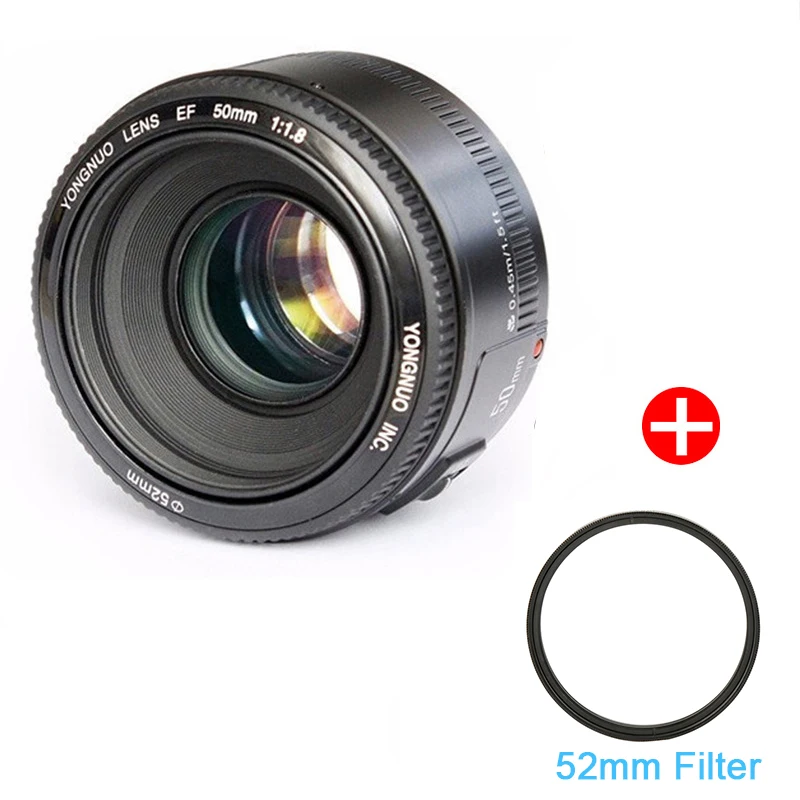 Объектив YONGNUO YN50mm YN50 F1.8 EF 50 мм AF MF для камеры Canon Rebel T6 EOS 700D 750D 800D 5D Mark II IV 10D 1300D