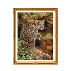 Вышивка крестом ручной работы своими руками, вышивка крестом, вышитая ткань, вышивка животных, гепард, Глубокий Лес, пейзаж