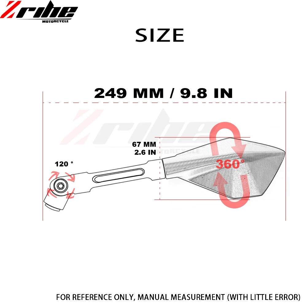 Горячее зеркало мотоцикла заднего вида для Kawasaki Z250 Z750 Z800 Z1000 ZR800 ZRX1200 ZX6R ZX7R |