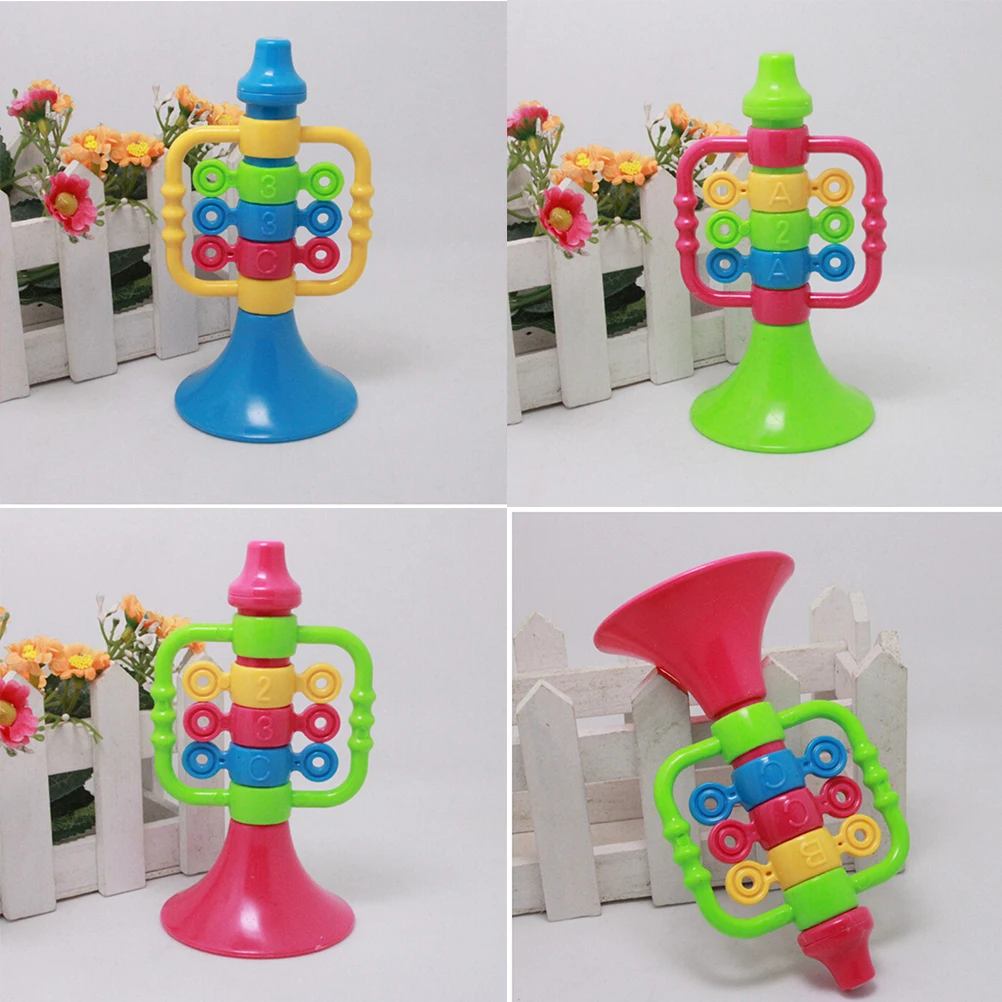 

1 pcs Kids Baby Cute Plastic Trumpet Speaker Children Musical Instruments Educational Letter Number Bugle Hooter Toys Colorful