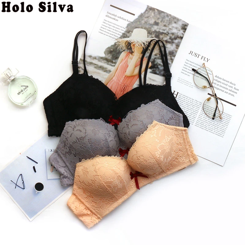 Women Push Up UnderWire Sexy Lace Bra Seamless Bras Girls Adjustment Small Chest Underwear 75A B Cup | Женская одежда