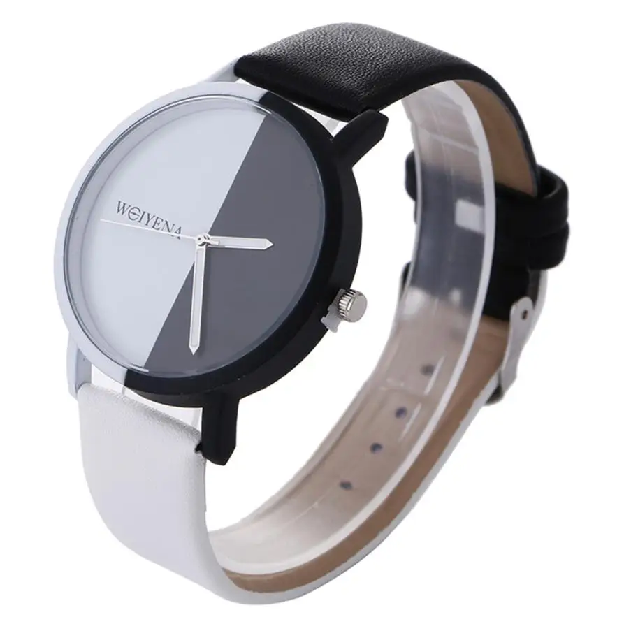 

The new authentic Special couple watch Creative personality Neutral Black And White Pattern Fashion Leather Quartz Wrist Watch