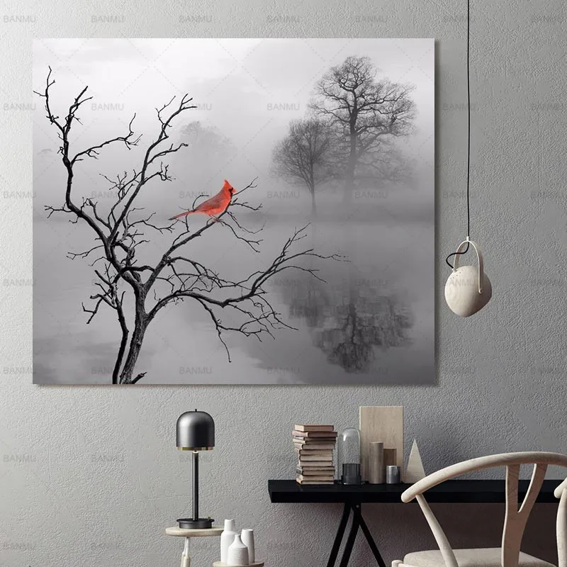 Картина настенная живопись на холсте абстрактное дерево птица художественные