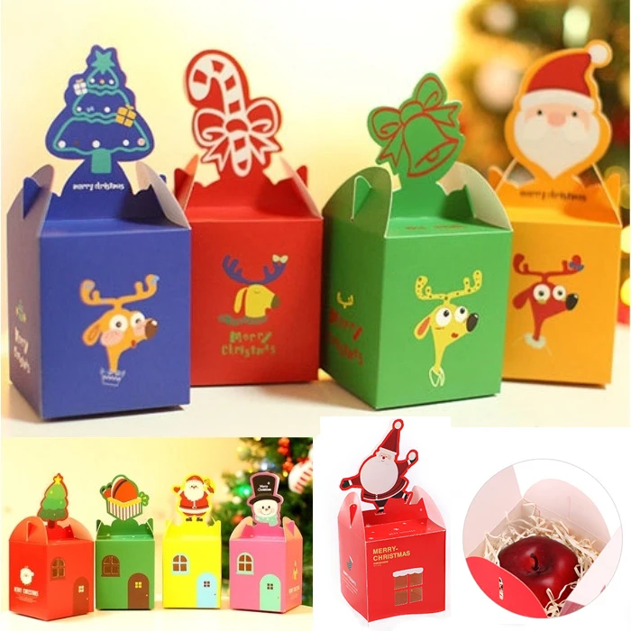 12 шт. Рождественская коробка для конфет и яблок красиво складывающаяся цветная