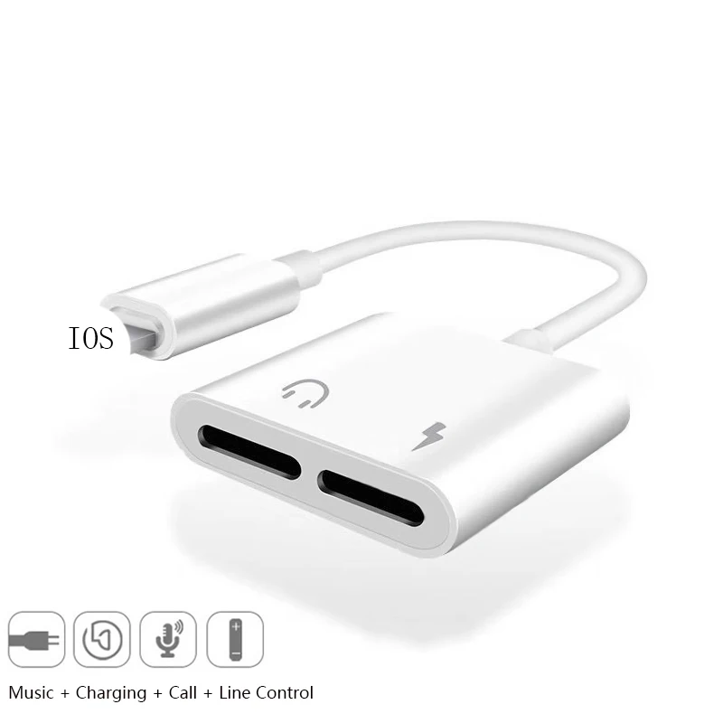 Double For Lightning 3,5 мм разъем для наушников адаптер для Iphone IOS 10,2 для освещения разъем воспроизведения музыки аудио наушники для IPhone Lightning конвертер - Цвет: Double For Lightning