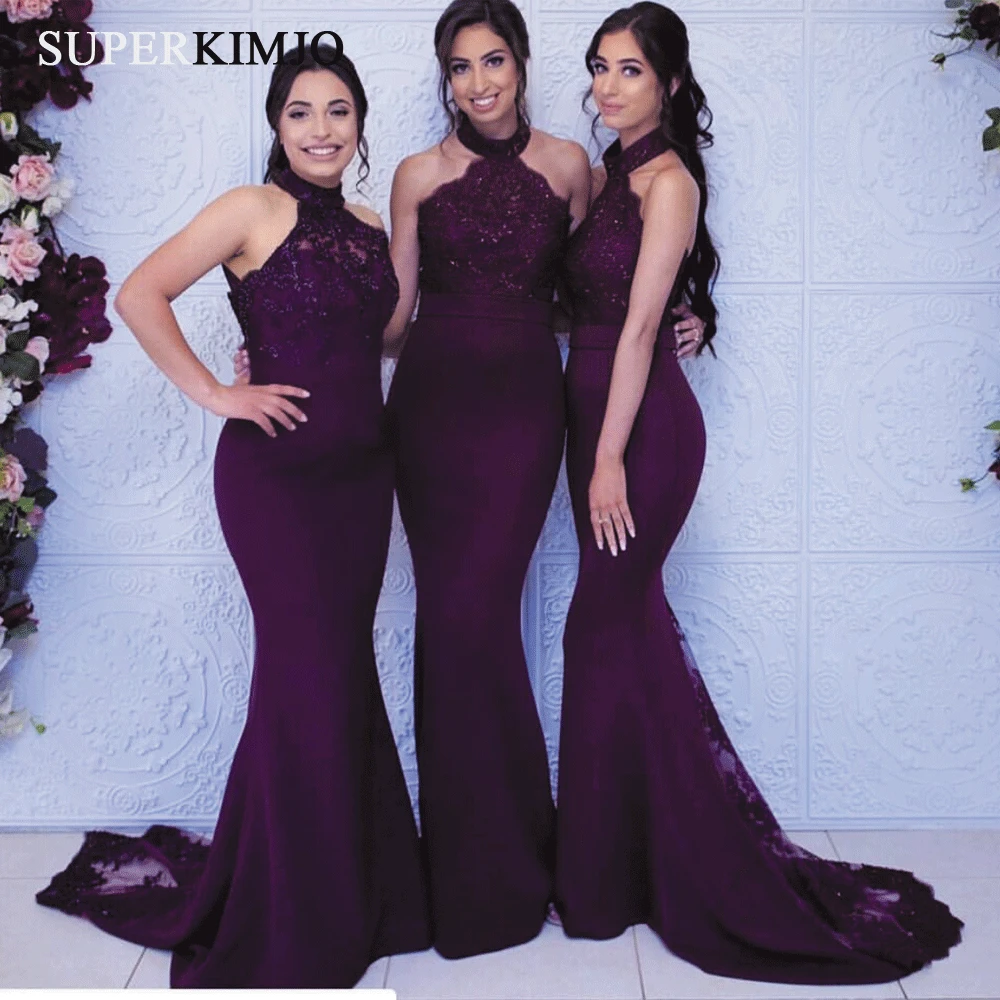 SuperKimJo темно-фиолетовые платья подружки невесты длинное кружевное платье с