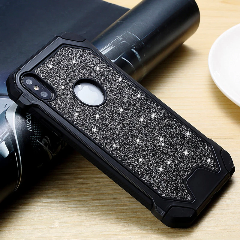 For iPhone 7 case Glitter Bling Cute Design Heavy Duty Protection Phone Case for 5 5s se 6 6s 8 plus X XR XS Max | Мобильные