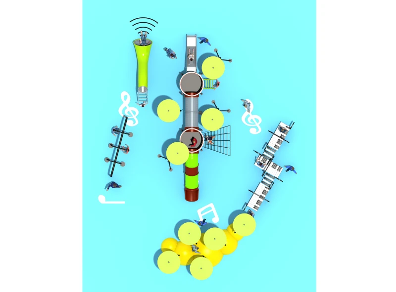 Koop School Amusement Speeltuin Met PE Boord Dak En Staal Dia Muziek Thema Park YLW-OUT180303