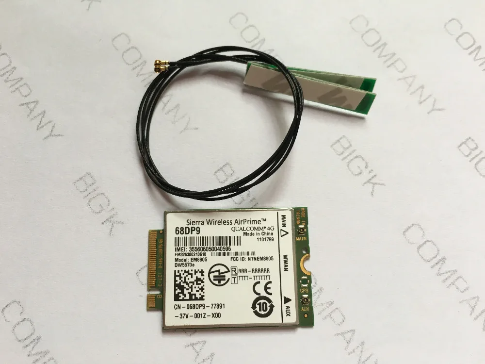 JINYSHI For 68DP9 +2pcs NGFF M.2 IPEX4 antenna 3G Card For Dell Venue 8 and 11 Pro# EM8805 WWAN - HSPA+ NGFF DW5570